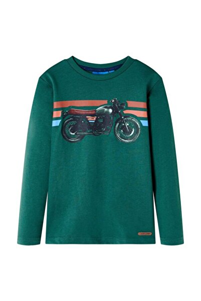 vidaxl Tricou cu mânecă lungă pentru copii, verde, 116