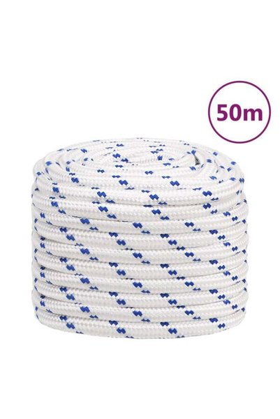 vidaxl Frânghie de barcă, albă, 20 mm, 50 m, polipropilenă