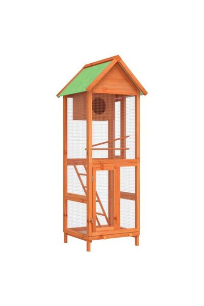vidaxl Cușcă maro pentru păsări 60 x 58.5 x 160 cm din lemn masiv de pin