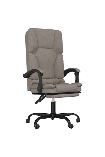 vidaxl Fotoliu de birou rabatabil cu masaj, gri taupe, textil