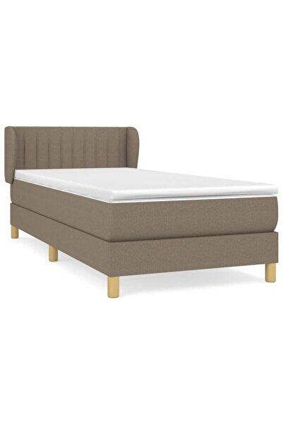 vidaxl Pat boxspring cu saltea, gri taupe, 80 x 200 cm, textil