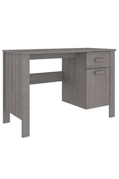 vidaxl Birou „HAMAR”, gri deschis, 113x50x75 cm, lemn masiv de pin