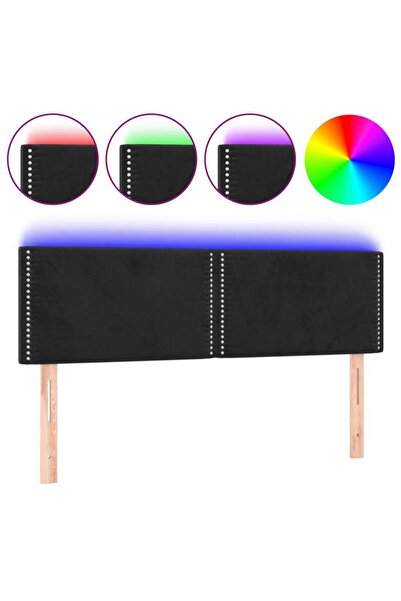 vidaxl Tăblie de pat cu LED, negru, 144x5x78/88 cm, catifea