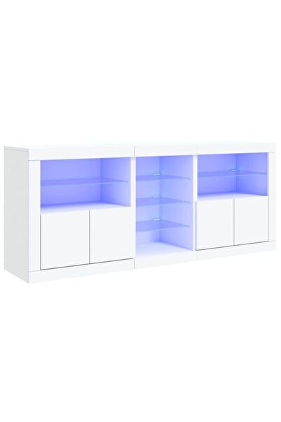 vidaxl Comodă cu lumini LED, albă, 181,5 x 37 x 67 cm