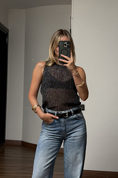 thelowely SİMLİ HALTER YAKA TRİKO BLUZ