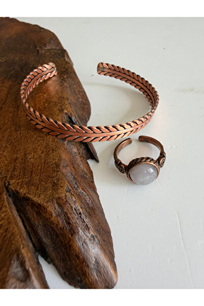 Rupen Kraft 100% Pure Copper Bracelet and Ring Combination with Natural Quart...