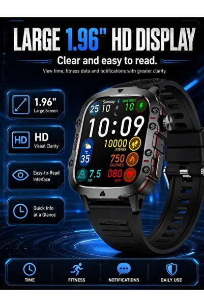 AOLON Tetra S2 Men’s Smartwatch, Bluetooth Calling, 1.96” HD Display, IP68 Wa...