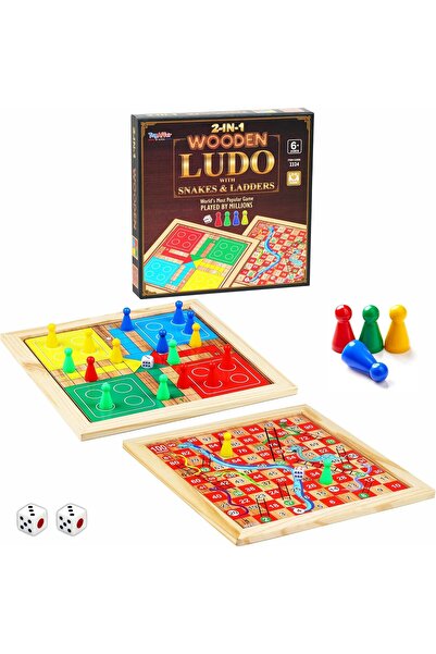 Ankit Toys لعبة لودو خشبية 2 في 1، مجموعة ألعاب الثعابين والسلالم للأطفال وال...