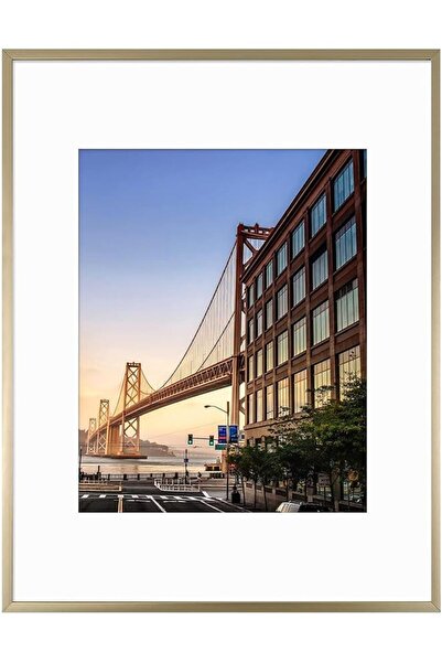 The Bros 11x14 Aluminum Picture Frame - 11x14 Gold Frame with Ivory Color Mat...