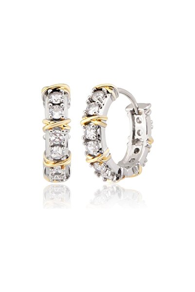 Alsem Silver Stone Embellished Gold Striped Earrings, Special Model X Model W...