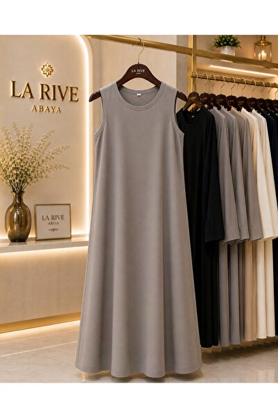 La Rive Light Gray Sleeveless Abaya Dress