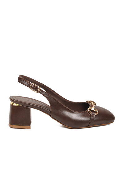 FLORİN Brown Thick Heeled Women's Evening Dress Shoes 26531 Z
