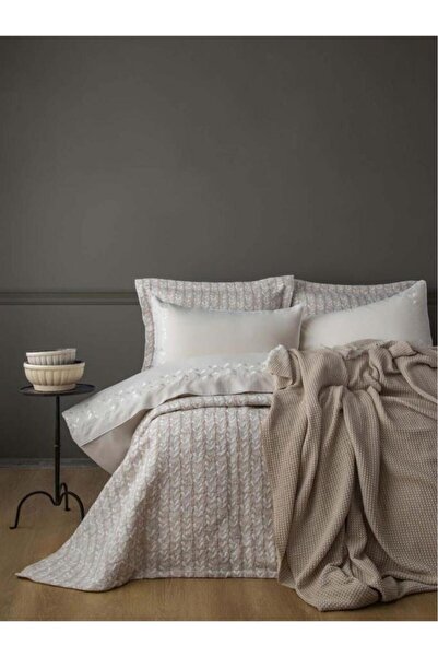 Apricitas HOME TIMELESS DAPHNE BEJ YATAK ÖRTÜLÜ NEVRESİM SETİ ÇİFT KİŞİLİK