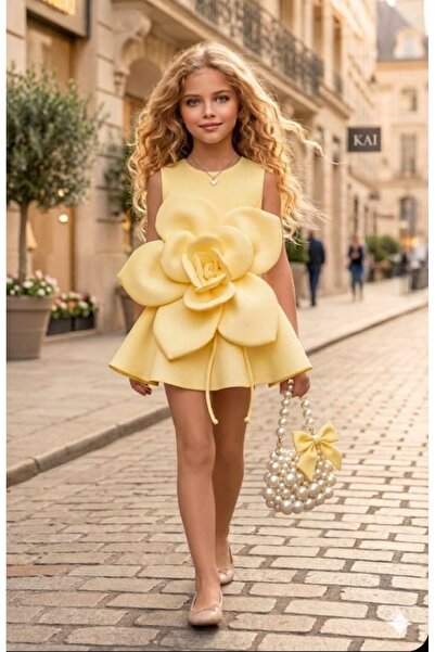 Bisahane Girl's Pearl Bag Rose Dress