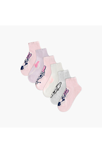 Disney Minnie Mouse and Daisy Duck Print Ankle Length Socks - Set of 6