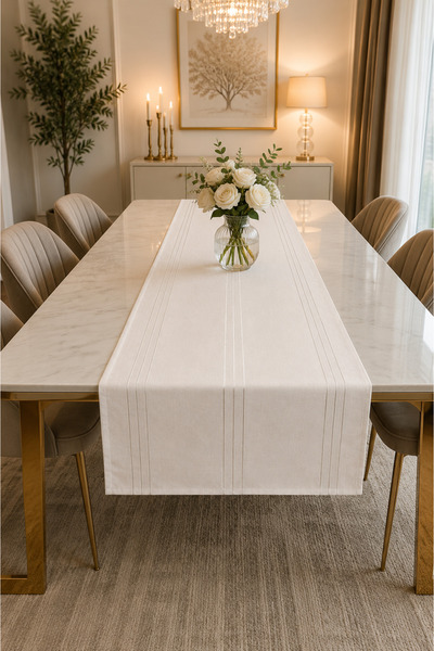 ZEYNO HOME TEKSTİL %100 Polyester Dertsiz Leke Tutmaz Şerit Desenli Runner Ma...