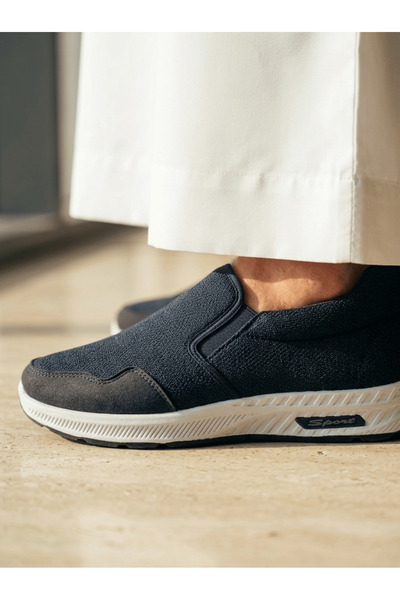 Sports حذاء سهل الارتداء Slip-On مريح للمشي – أسود وكحلي ورمادي – مناسب للإست...