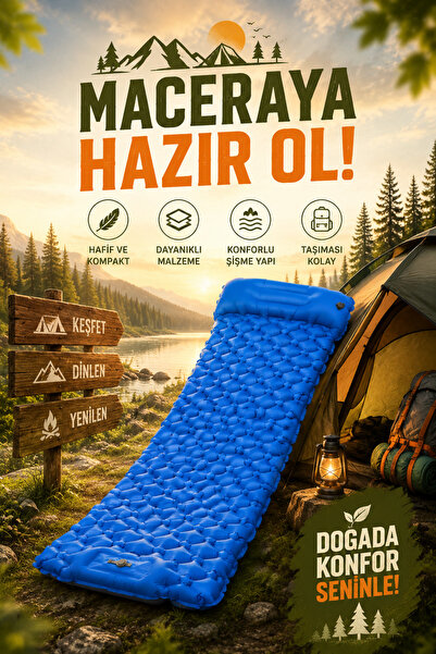 Vadi Yastıklı Şişme Kamp Matı Hafif Taşınabilir Outdoor Uyku Yatağı