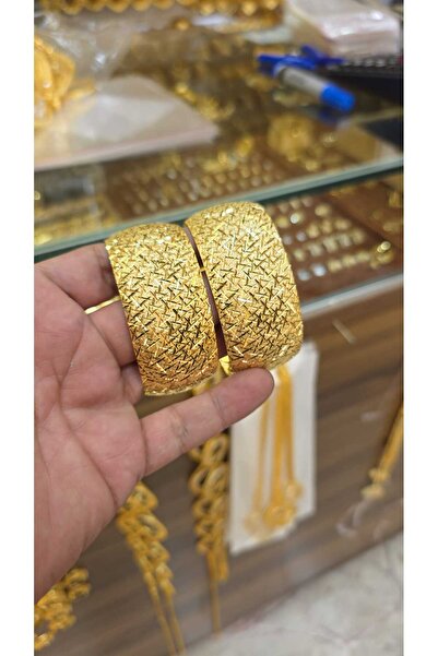 barisiva gold 22 AYAR ALTIN KAPLAMA 3 CM ENİNDE CAM KIRIĞI MODELİ BİLEZİK 1 A...