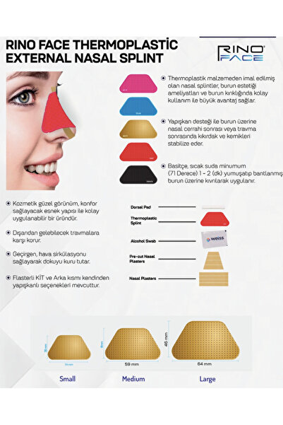 RİNOPLASTİ BURUN ALÇISI (External Nasal Splint Termoplastik) SMALL