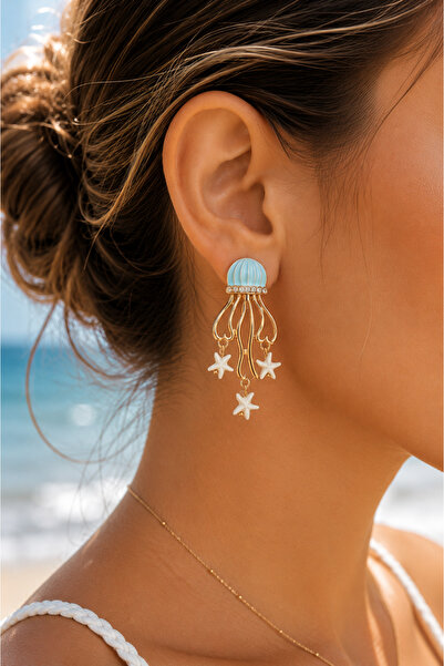 POYASE Dangle Earrings with Jellyfish and Starfish Figures Stylish Design Ear...