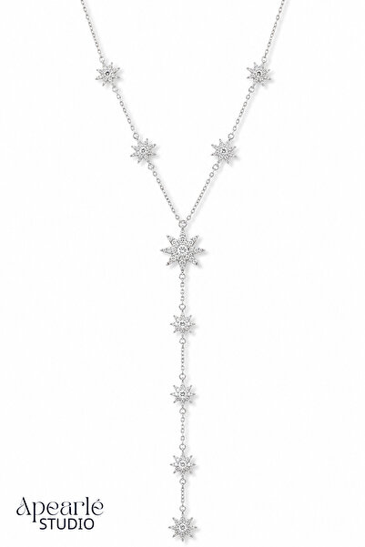 Yıldızlı Silver Y kolye