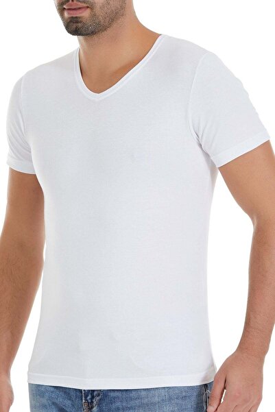 YILDIZ Modal V-Neck Men's T-Shirt White