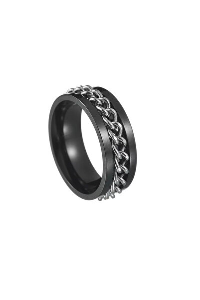 Black Season Rotatable Relaxation Ring Stainless Steel Adjustable Size 5-14 |...