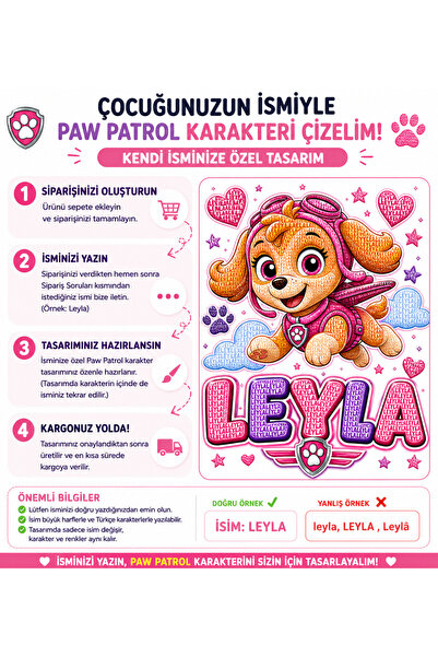 URBANTRENDSTORE Paw Patrol Skye Karakterine Kişiye Özel Baskı Unisex Kişiye Ö...