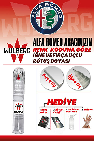 Wulberg ALFA ROMEO Boya Koduna Göre Rötuş Boyası 25 ml İğne & Fırça Uçlu Kalı...