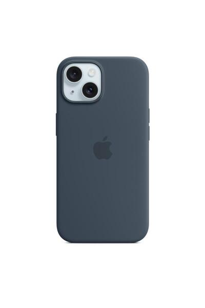 Apple Husă de silicon pentru iPhone 15 cu MagSafe - Albastru Storm