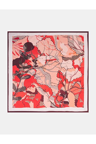 KYR Abstract Branch Patterned Viscose Scarf Coral