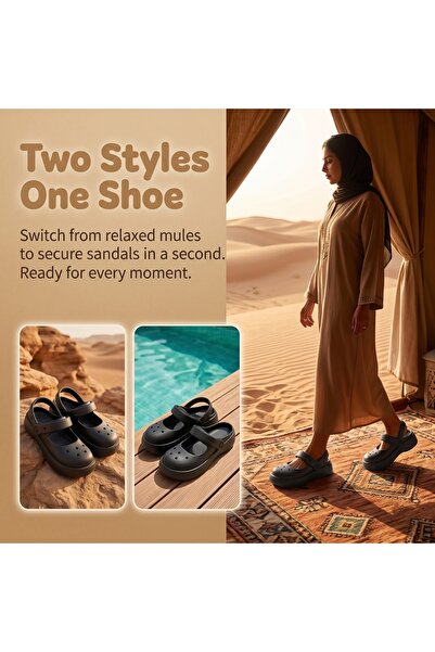 Dhiaa Walk Women Cute Mary Jane EVA Platform Clogs Adjustable Rear Strap Holl...