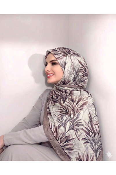 Nazellaa Bahar Dali Pattern Bamboo Cashmere Shawl Latte