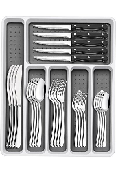 FUNITO 49-Piece Silverware Set with Organizer, Heavy Duty Stainless Steel Fla...