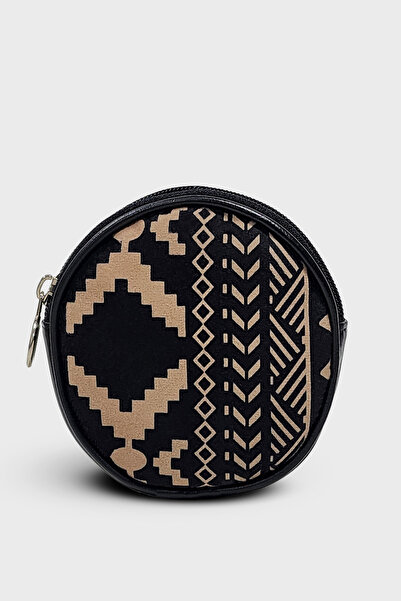 Ayşe Teyze'nin Çantaları Handmade Round Coin Purse |   Black Geometric Patter...