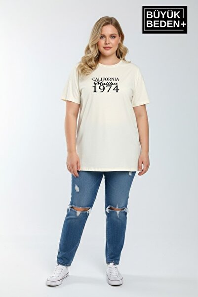 Superlife Süperlife Women's Large Size California 1974 Printed 3Xl-6Xl Crew N...