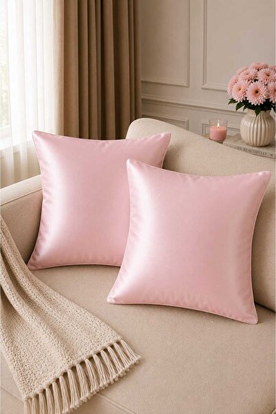 Deko Dekor 2-Piece Decorative Satin Cushion Cover 100% Cotton with Zipperless...