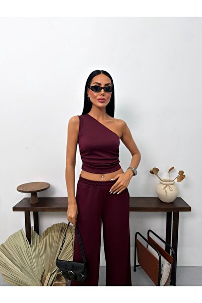 moda çağdaş Aura One-Shoulder Trouser Suit