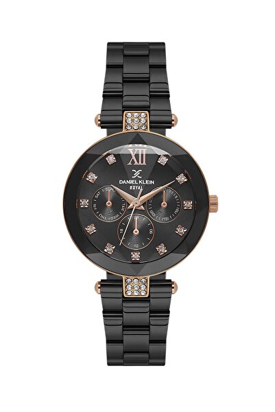 Daniel Klein 32 mm Women's Wristwatch with Rose Cord Black Color Gift Packaging