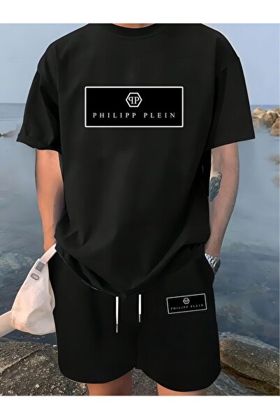 ONLY QUALİTY Unisex Siyah Balance Baskılı Tshirt Siyah Yazlık Eşofman Takım
