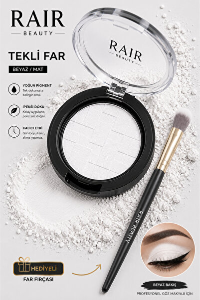RAİR BEAUTY Yüksek Pigmentli Tekli Mat Beyaz Far (FAR FIRÇASI HEDİYELİ)