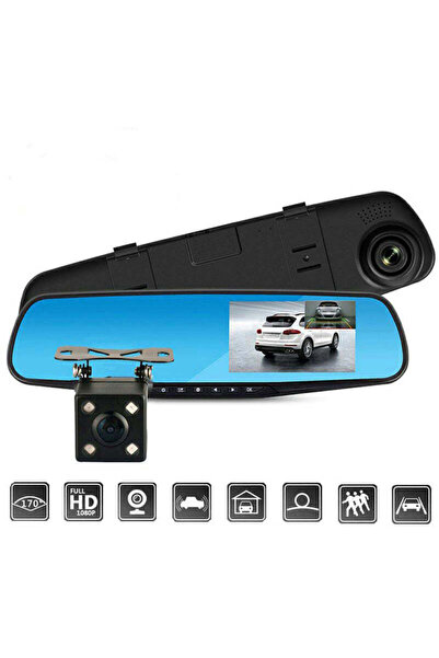 Vivendo Oglinda retrovizoare 4.5 inch cu camera HD 1080P, DVR auto, cu microf...