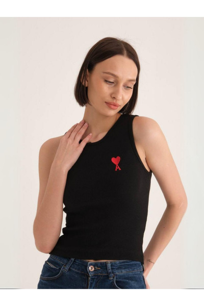 diğer1234 Μαύρο Αμάνικο Μπλουζάκι — onesize