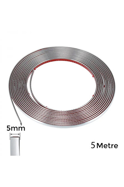 Oto Aksesuarcım Adhesive Nickel Plated Strip Tape Slat 5mm 5 Meters Chrome