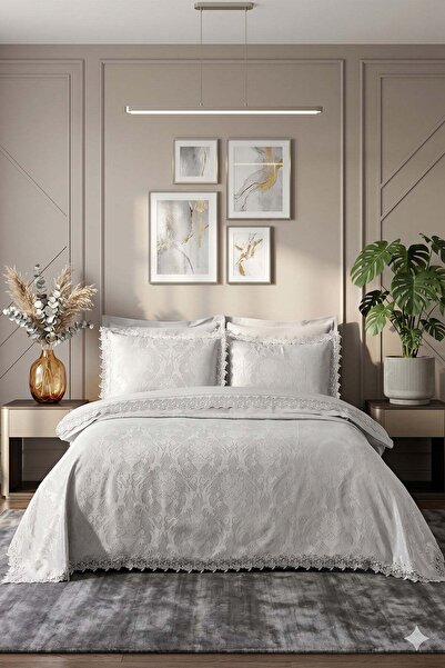 Özdilek Anna Pikeli Duvet Cover Set 7 Pieces - Gray