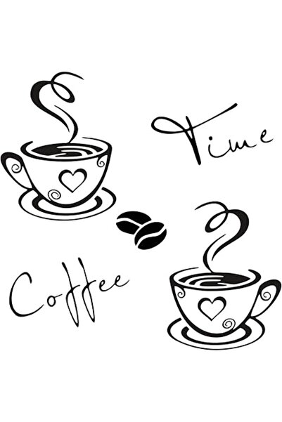 The Bros 2 Sets Kitchen Wall Decor Stickers, Cups Coffee Time Quotes Decals w...