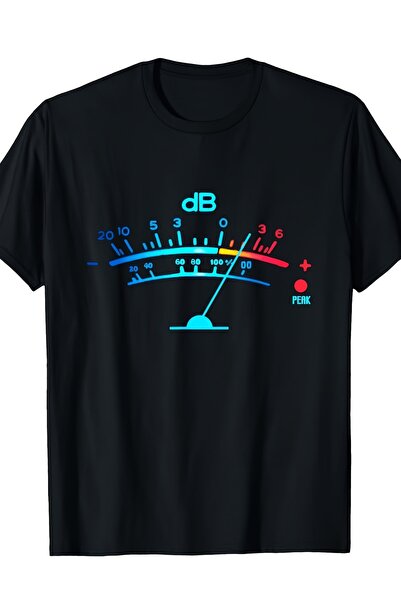 Generic Retro-Style T-Shirt Men Featuring a VU Meter Sound Wave Design in Blu...