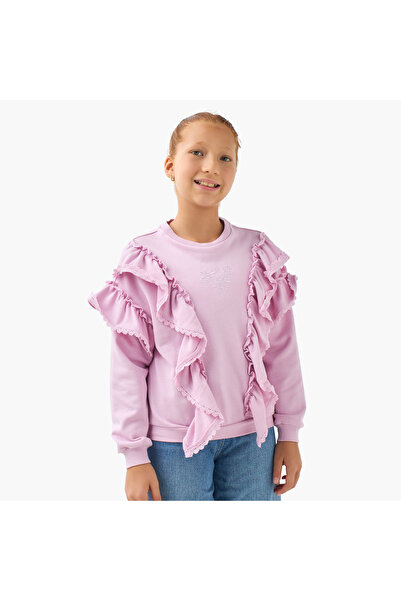 Lee Cooper Girls Round Neck Sweatshirt with Ruffles - Cotton - Long Sleeves