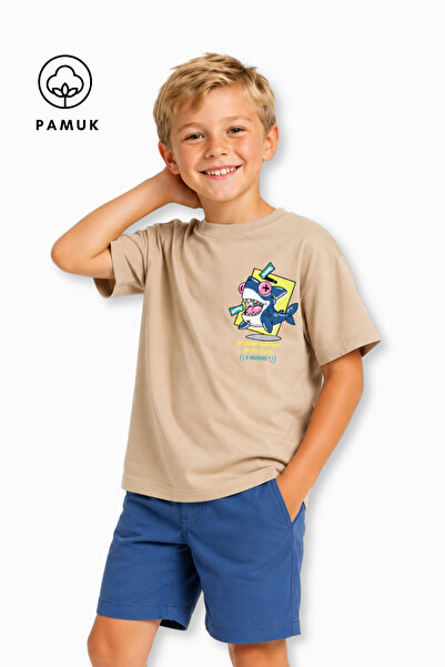 difa kids Tricou de vară pentru băieți, cu mânecă scurtă, cu imprimeu Shark